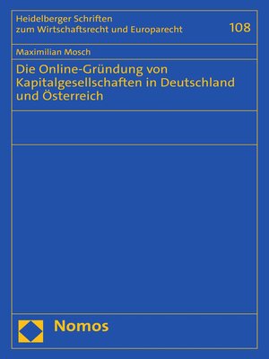 cover image of Die Online-Gründung von Kapitalgesellschaften in Deutschland und Österreich